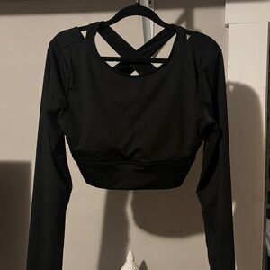 SHEIN Black Crisscross Back Crop Top